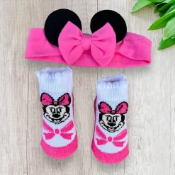 Disney Set Scarpine + Fascia Minnie Neonata In Cotone
